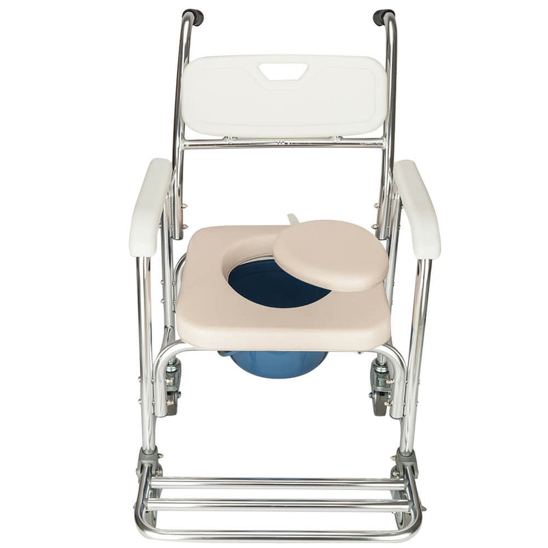 4 in 1 Multifunctional Aluminum Elder Disabled Commode Chair Bath Chair White