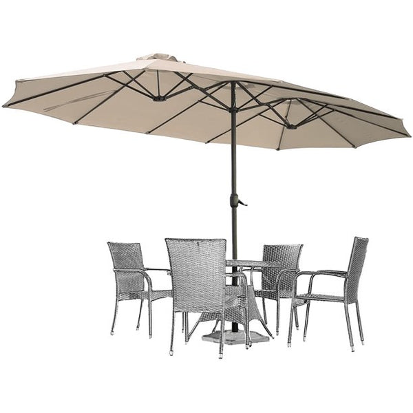 15 Ft Patio Double Sided Umbrella- Beige