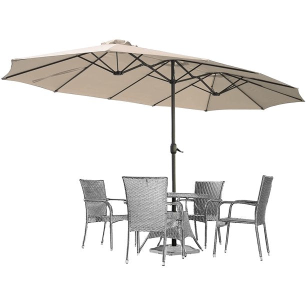 15 Ft Patio Double Sided Umbrella- Beige