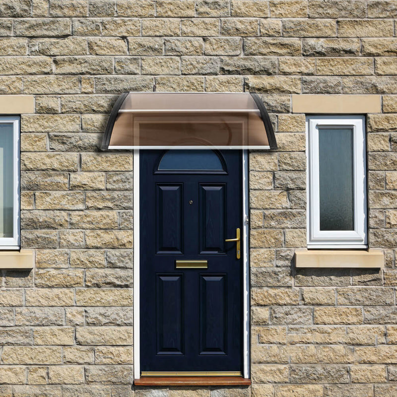 40" x 40" Door Window Awning, Front Door Outdoor Patio Awning Canopy UV Protection, Brown Board & Black Bracket