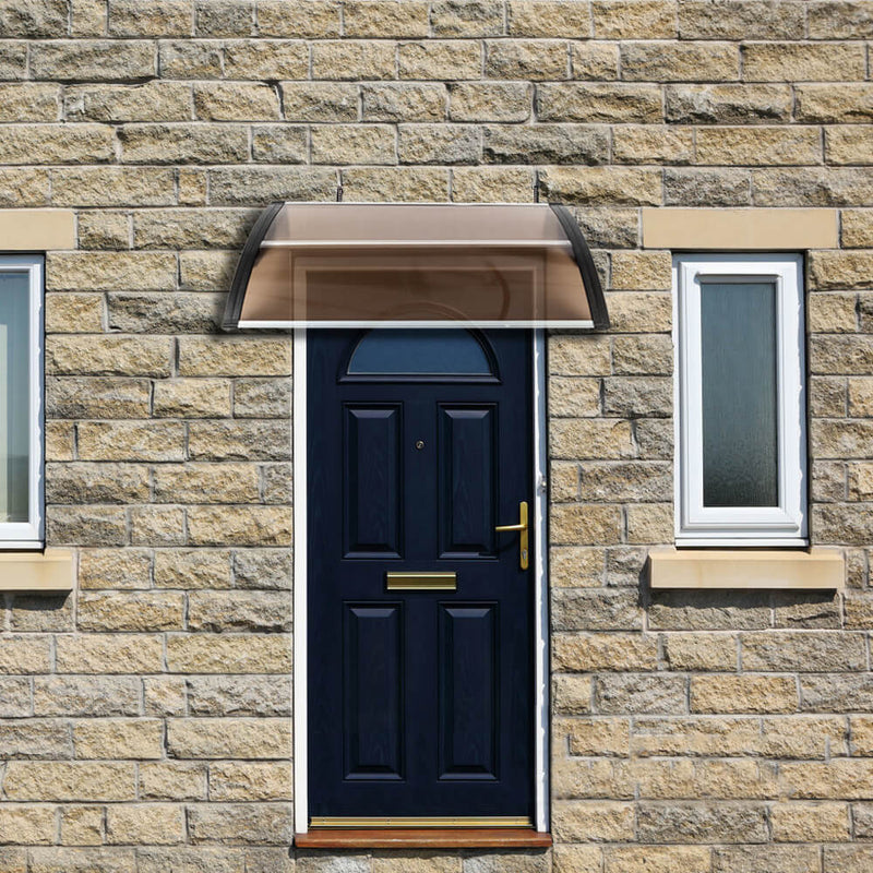 40" x 40" Door Window Awning, Front Door Outdoor Patio Awning Canopy UV Protection, Brown Board & Black Bracket