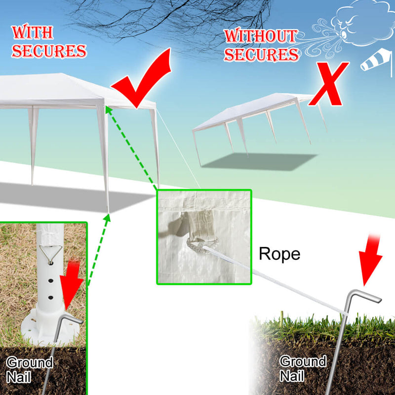 Six Sides Two Doors Waterproof Tent with Spiral Tubes 10 x 20 ft White
