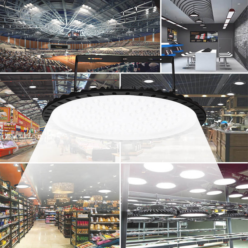 300W LED UFO Industrial Lamp Cold White LED High Bay Light Workshops Factory 4 Pcs