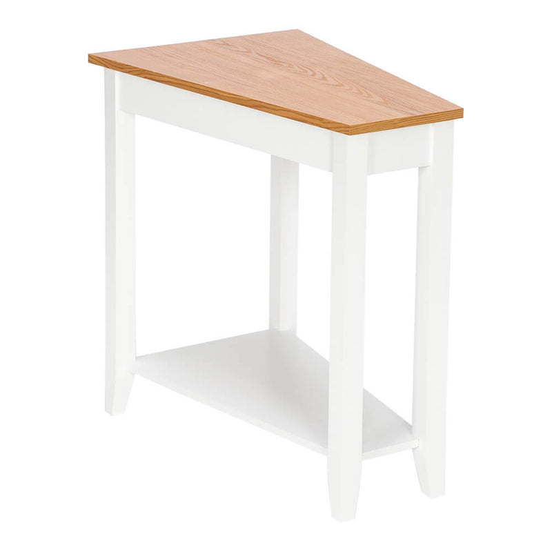 Simple and Irregular Sofa Table Light Walnut Color White