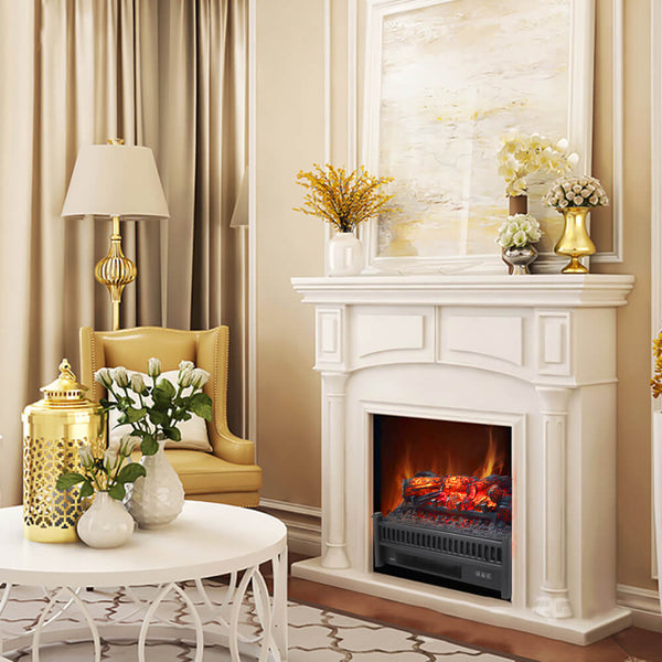 Fake Wood Without Frame Embedded 1400W Single Color Heating Wire With Small Remote Control Black 23 Inches