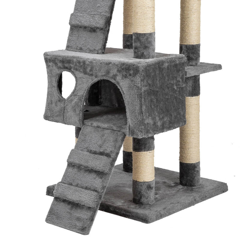 Cat Tree Tower Condo Furniture  Scratch Post Pet House Gray 66 inches