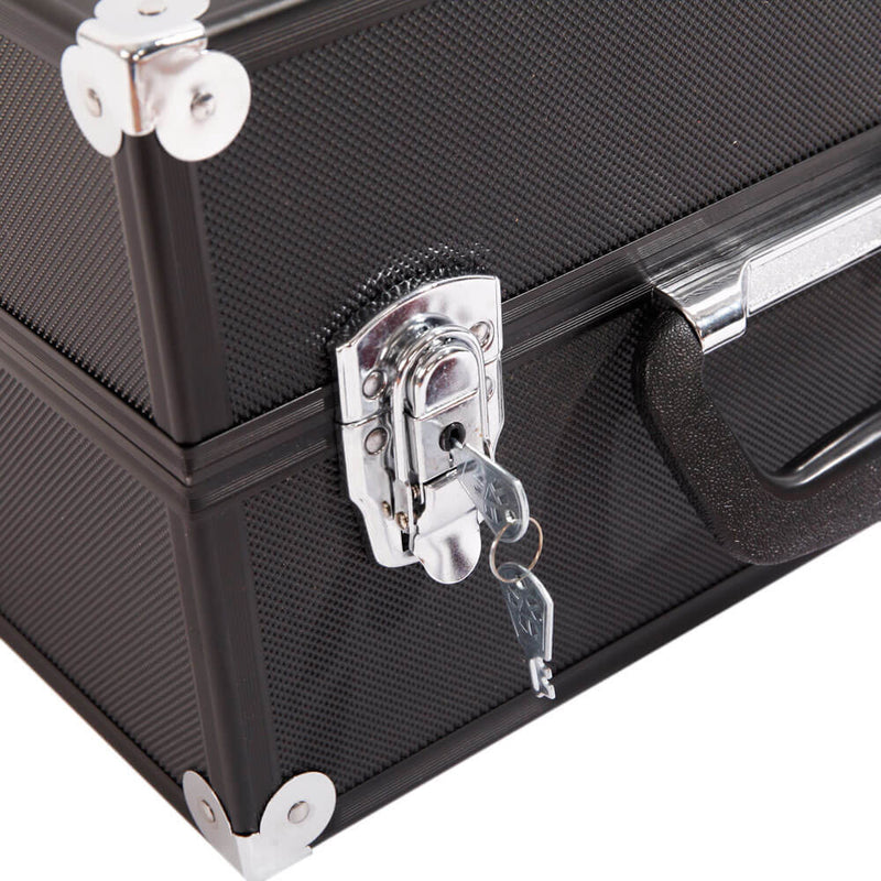 Aluminum Alloy Makeup Train Case Jewelry Box Organizer Black