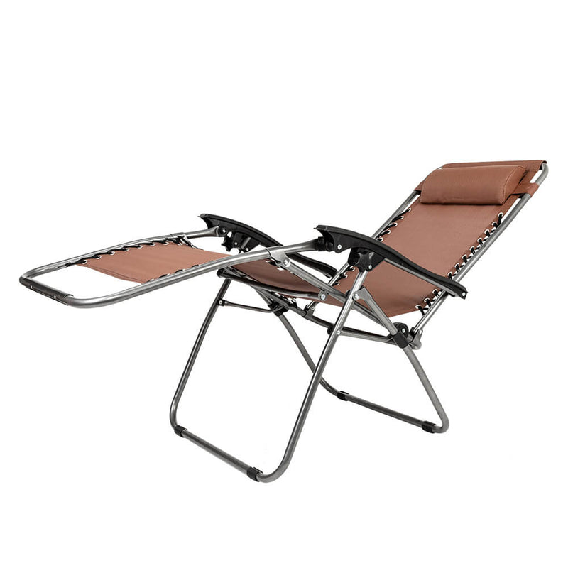 Zero Gravity Lounge Chair Brown with Portable Cup Holder Table