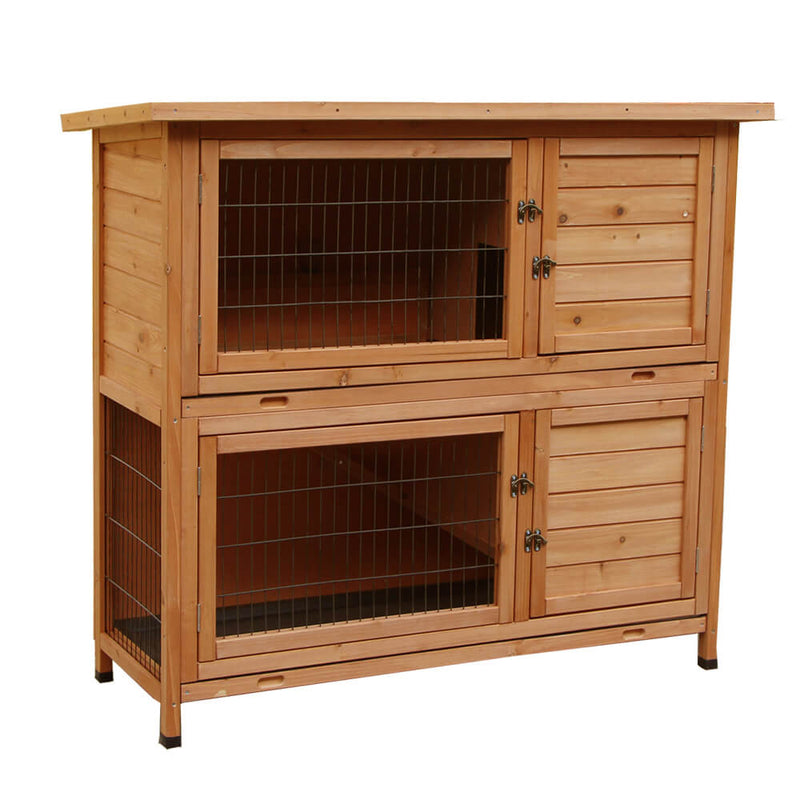 48 inches 2 Tiers Waterproof  Coop Wood House Pet Cage for Small Animals