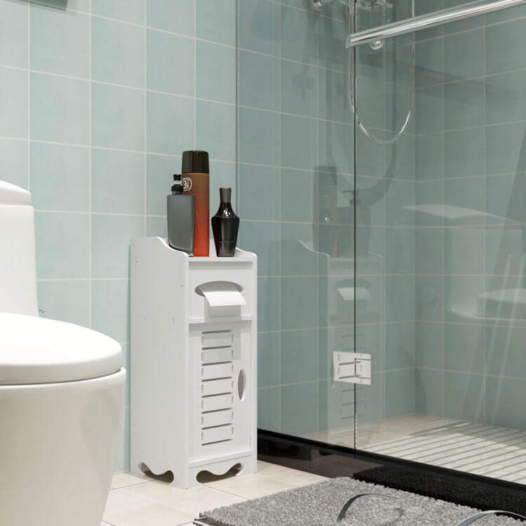 Waterproof Single Door Bathroom Cabinet White