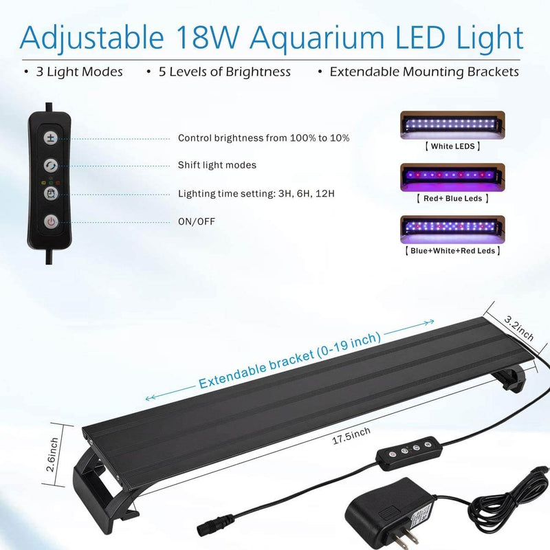 LED Glass Aquarium Kit Fish Tank with Undetachable 3D Rockery Background Decor