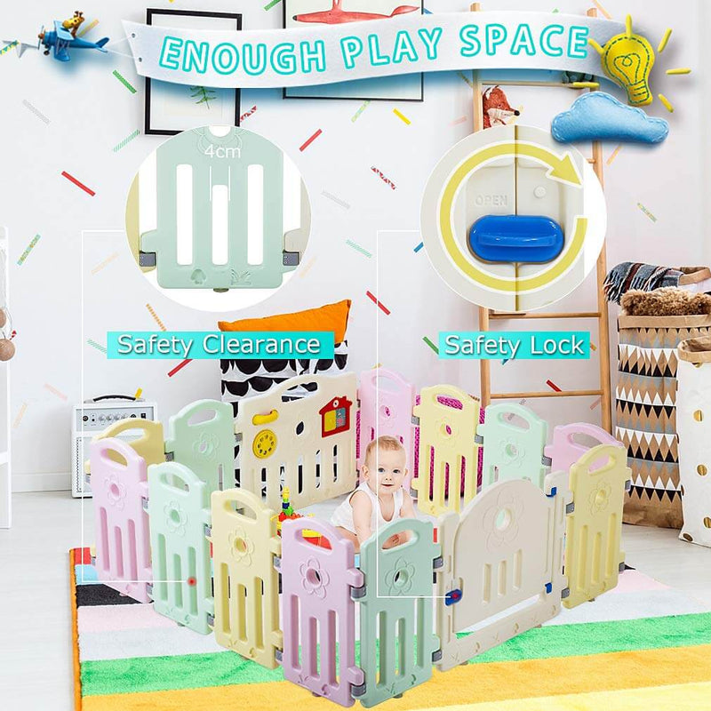 Baby Playpen Playard Infants Toddler 14 Panels Safety Kids Indoor Baby Fence