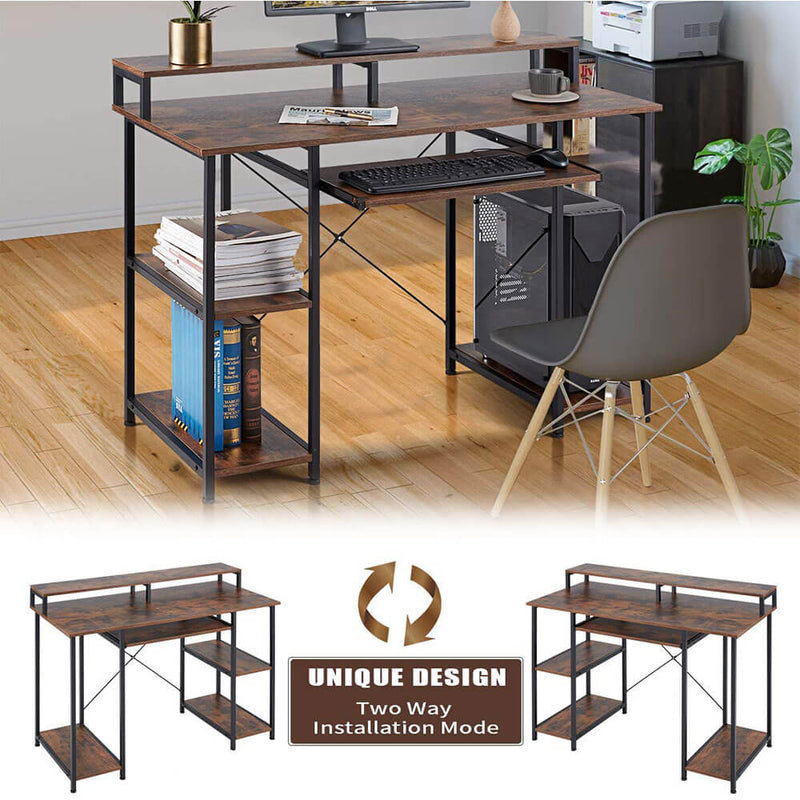 47inch Computer Desk,Modern Home Office Desks with Open Storage Shelves