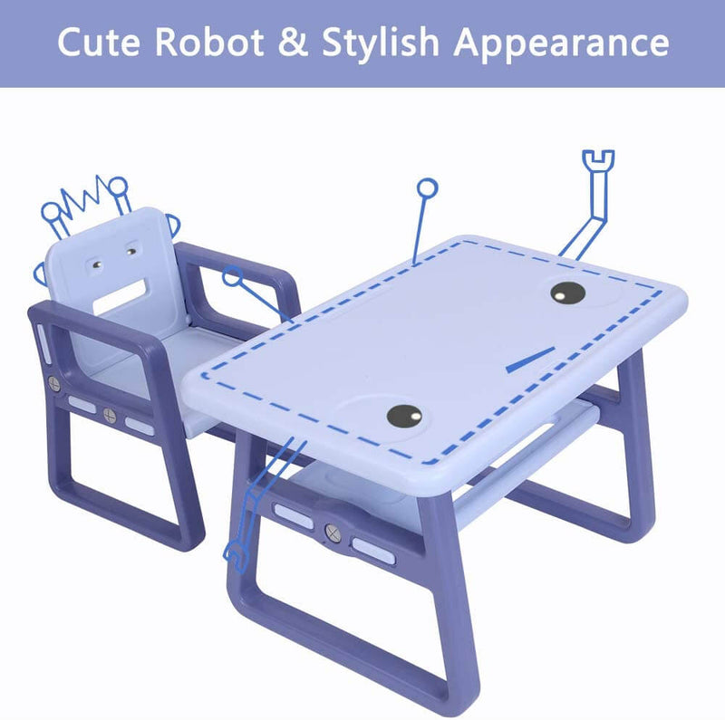 Multipurpose Kids 3-Pieces Table and Chair Set Certified Safe and Easy Clean Purple