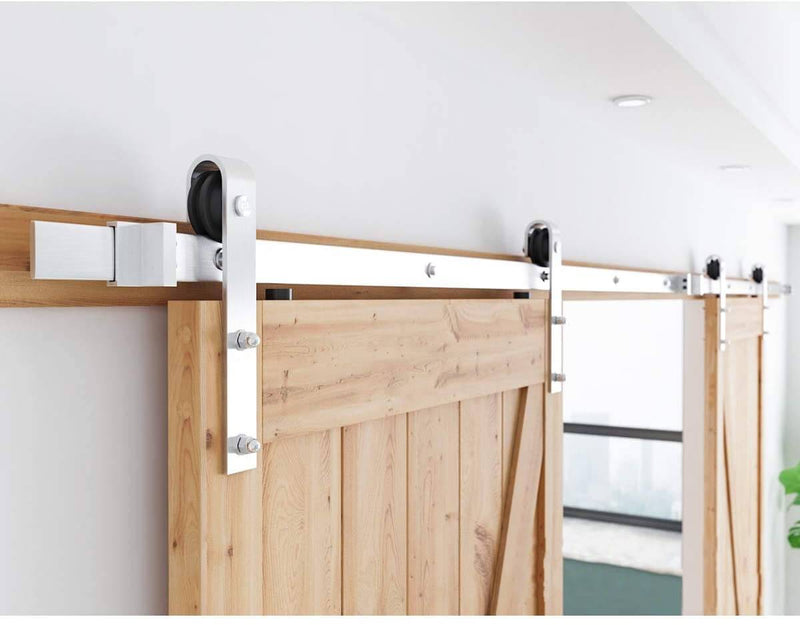Heavy Duty Double Gate Sliding Barn Door Hardware Kit Stainless Steel 8-16 FT