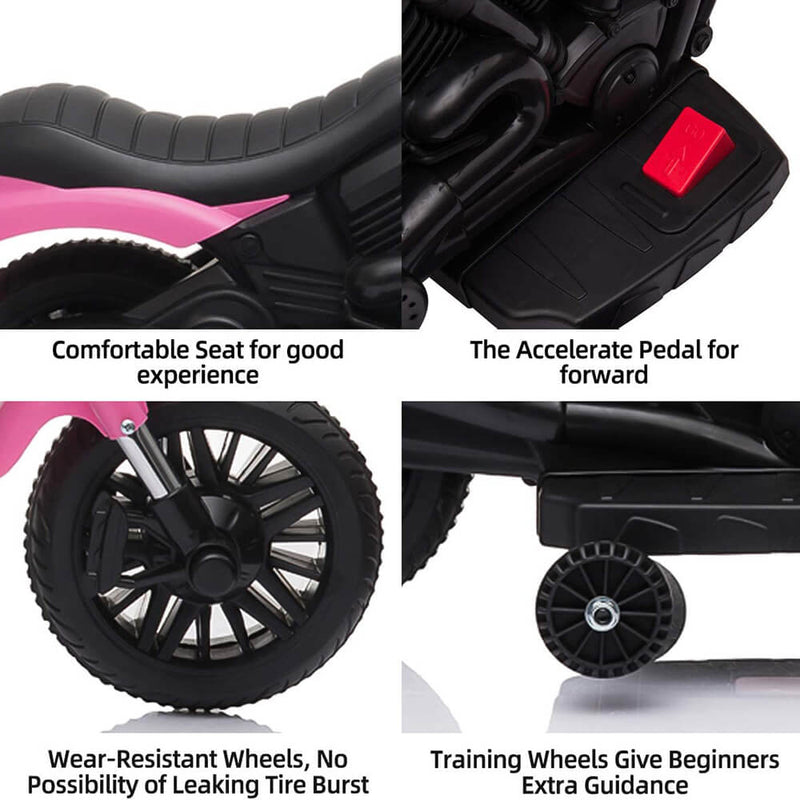 Ride on Toy for Kids Battery Powered Motorcycle With Training Wheels Pink