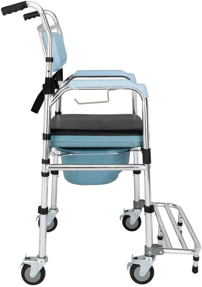 4 in 1 Multifunctional Aluminum Elder People Commode Chair Bath Chair Light Blue