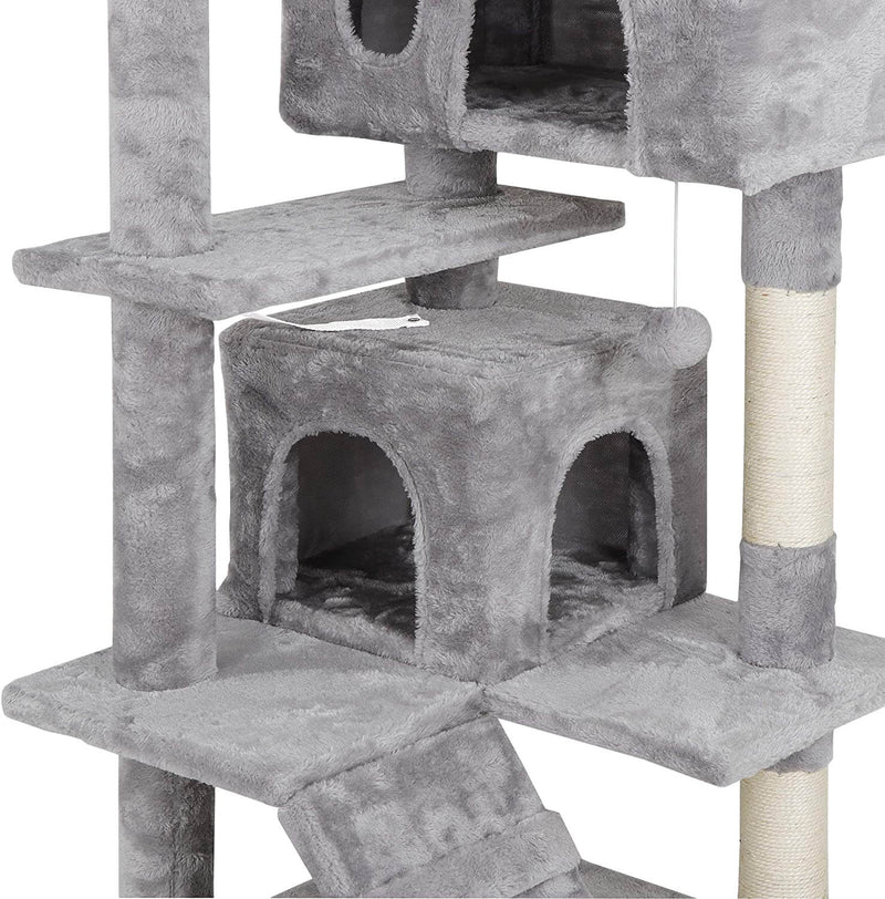 53 Inches Multi-Level Cat Tree Stand House Kittens Activity Tower (Light Grey)
