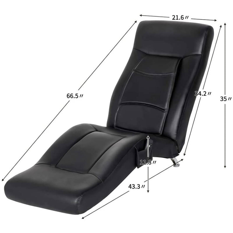 Massage Chaise Lounge Chair, Indoor Chaise Chair for Bedroom, Living Room with Vibration Heat Fuction, New Black