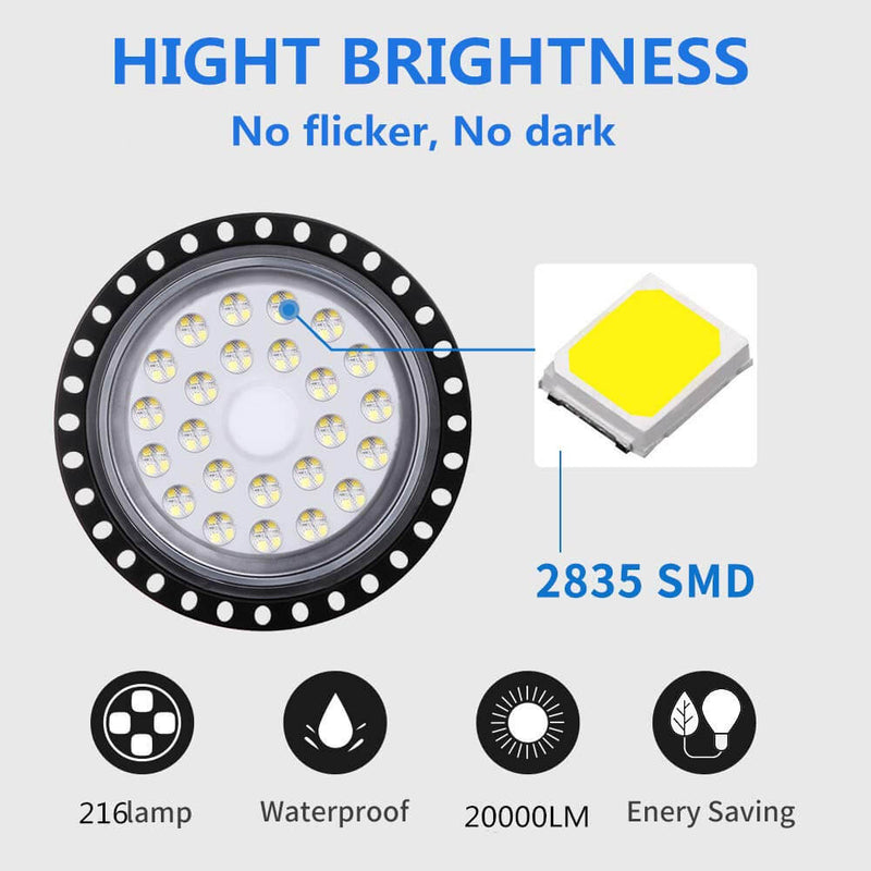 200W Cold White LED High Bay Light UFO Light for Workshops and Factories 1 Pcs