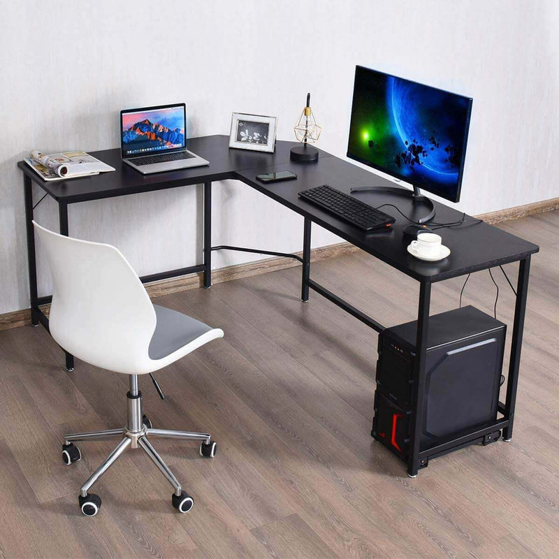 L-Shaped Desktop Computer Desk Black