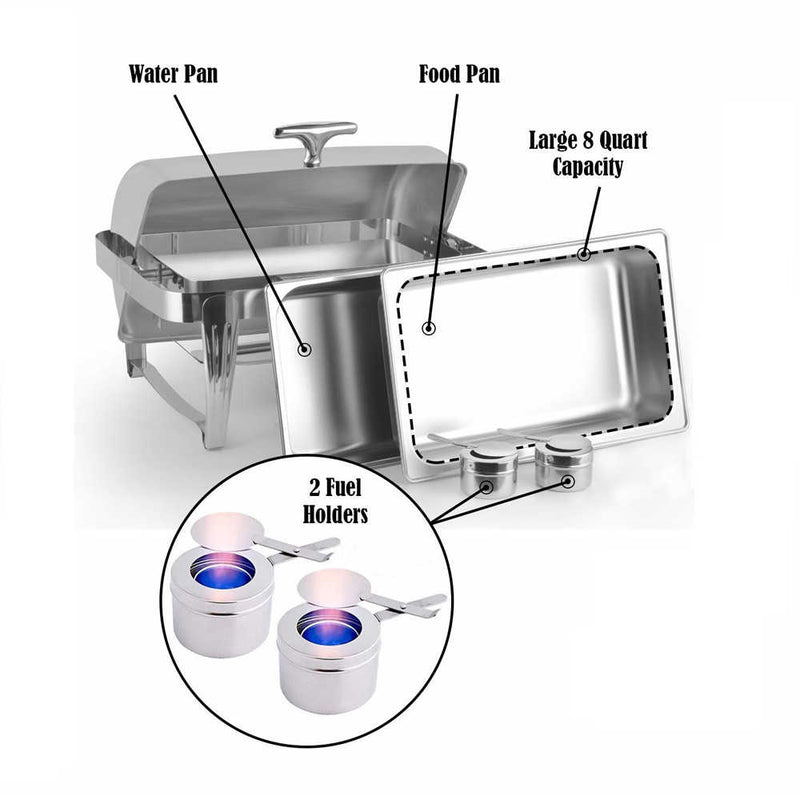 High Grade Rectangular Clamshell Buffet Stove Chafing Dish Food Warmer