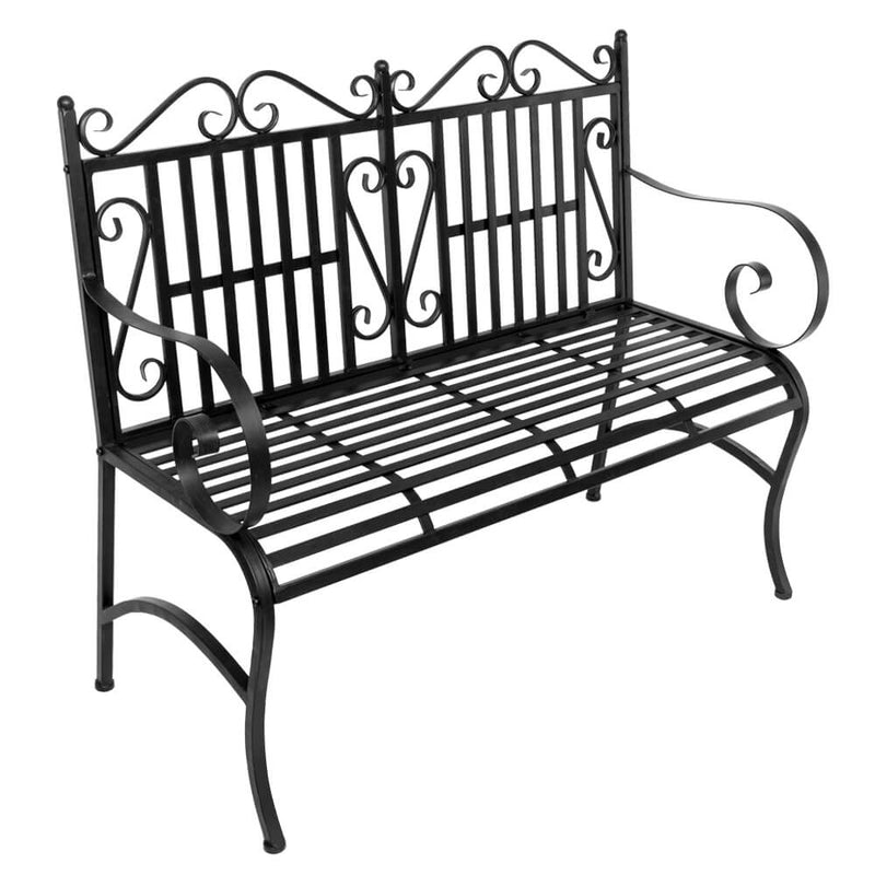 2-Seat Foldable Outdoor Patio Garden Bench Porch Chair with Steel Frame Solid Construction