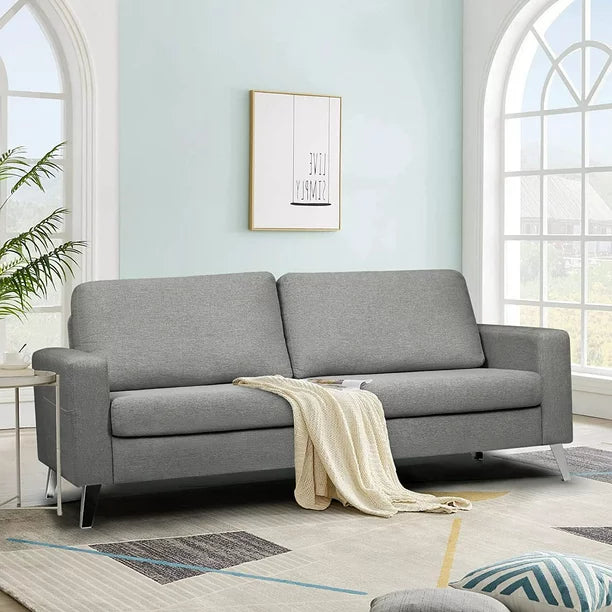 79" Upholstered Sofa 3 Seater Couch Loveseat  in Gray