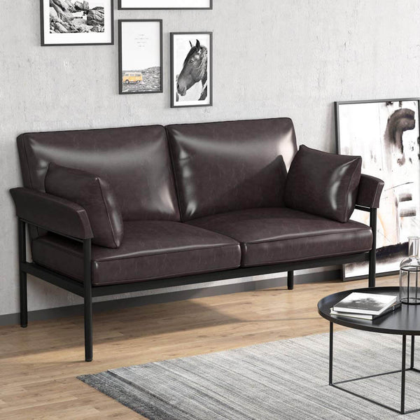 PU Leather Sofa Loveseat Modern Upholstered Couch Brown