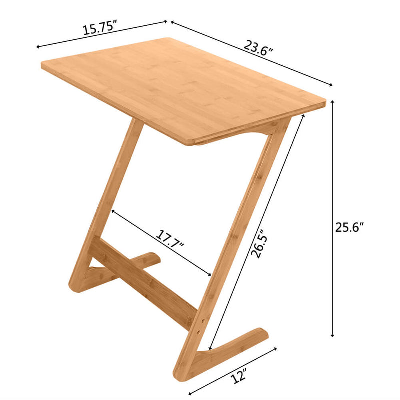 23.6 x 15.7 x25.6 inches Z-shaped Bamboo Sofa Side Table Sandal Wood Color