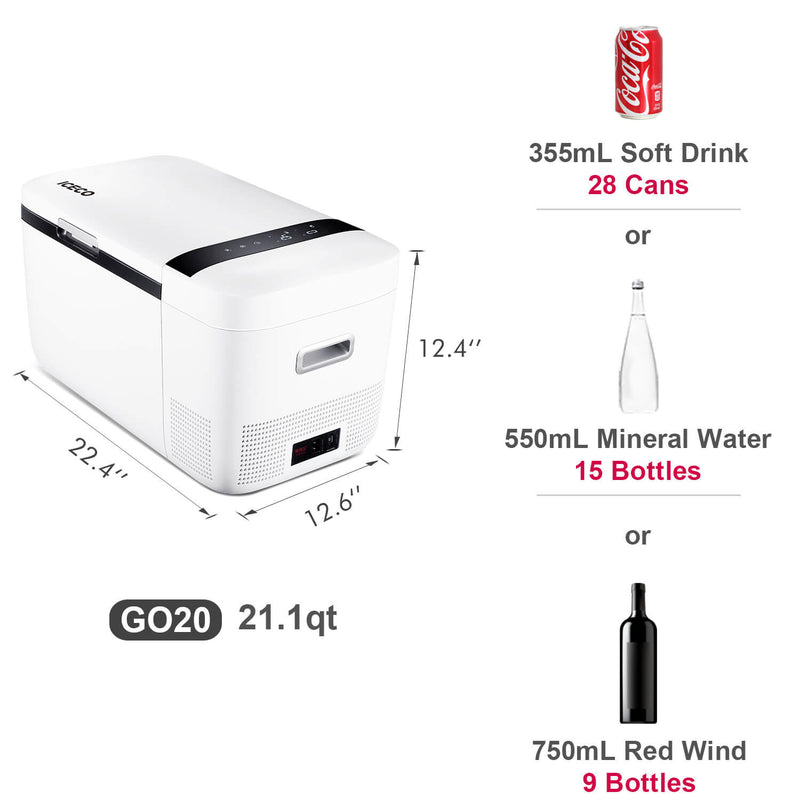 12V Dual Zone Portable Refrigerator Mini Fridge for Outdoor, Home Use White