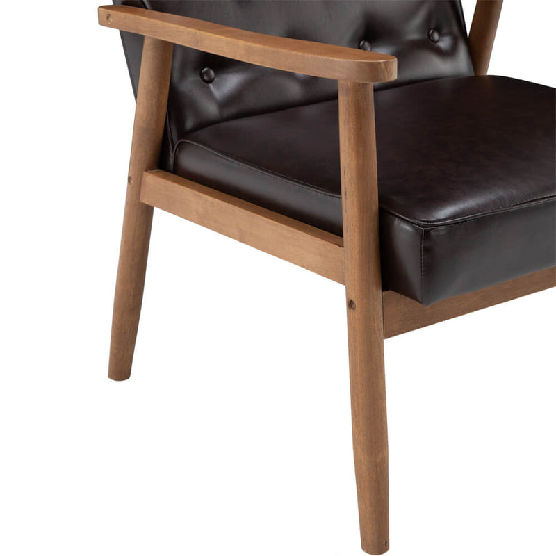Retro Modern Wooden Single Chair Brown PU