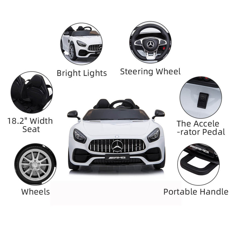BENZ GT Ride On Car Dual Drive Remote Control White