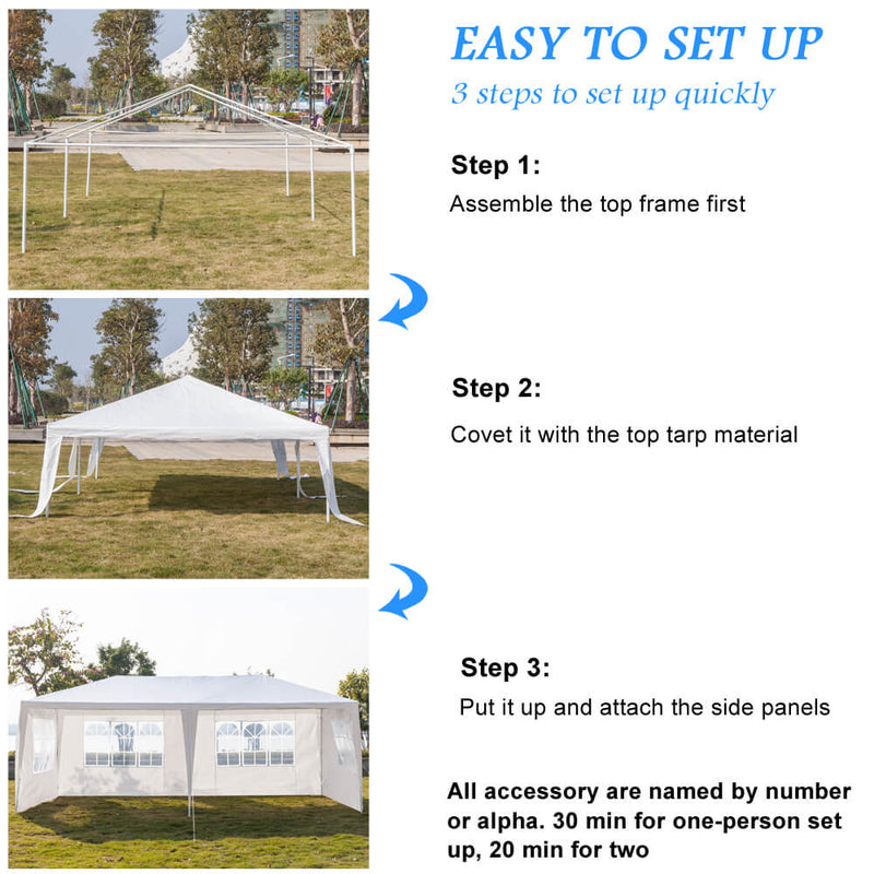 Canopy Tent 10x20 ft Outdoor Shelter Gazebos with 4 Removable Sidewalls for Wedding Beach Party Picnic, White