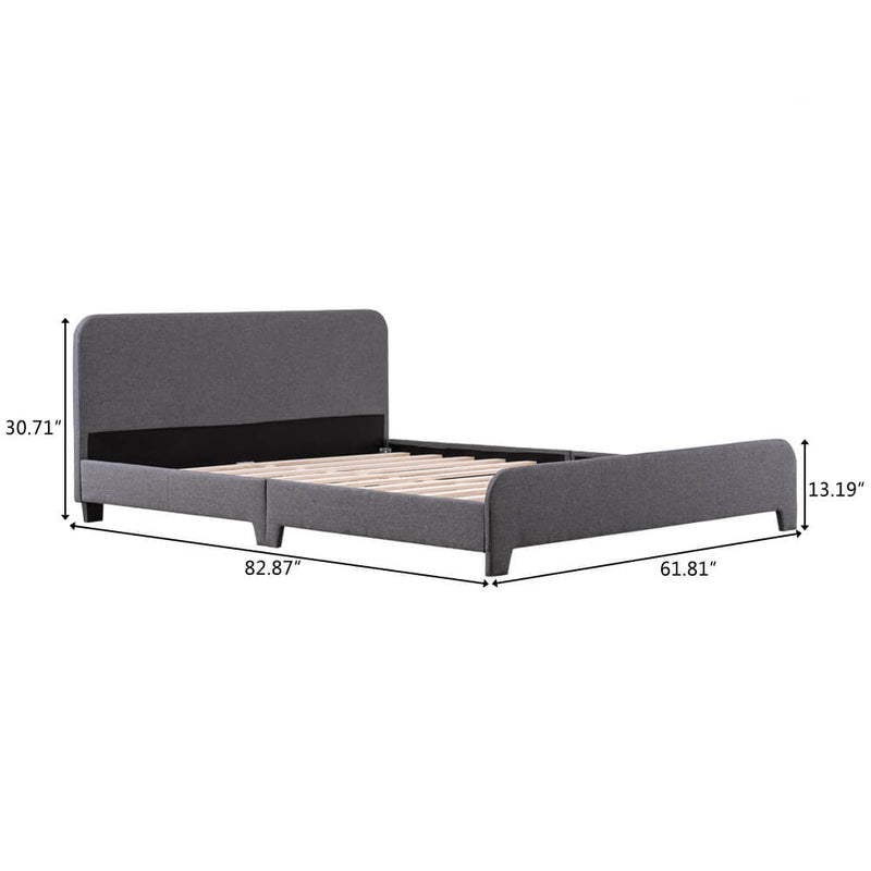 Upholstered Platform Bed Frame Mattress Foundation In Gray, Queen