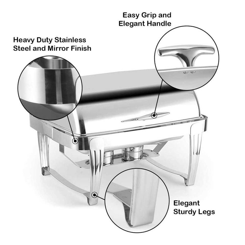 High Grade Rectangular Clamshell Buffet Stove Chafing Dish Food Warmer