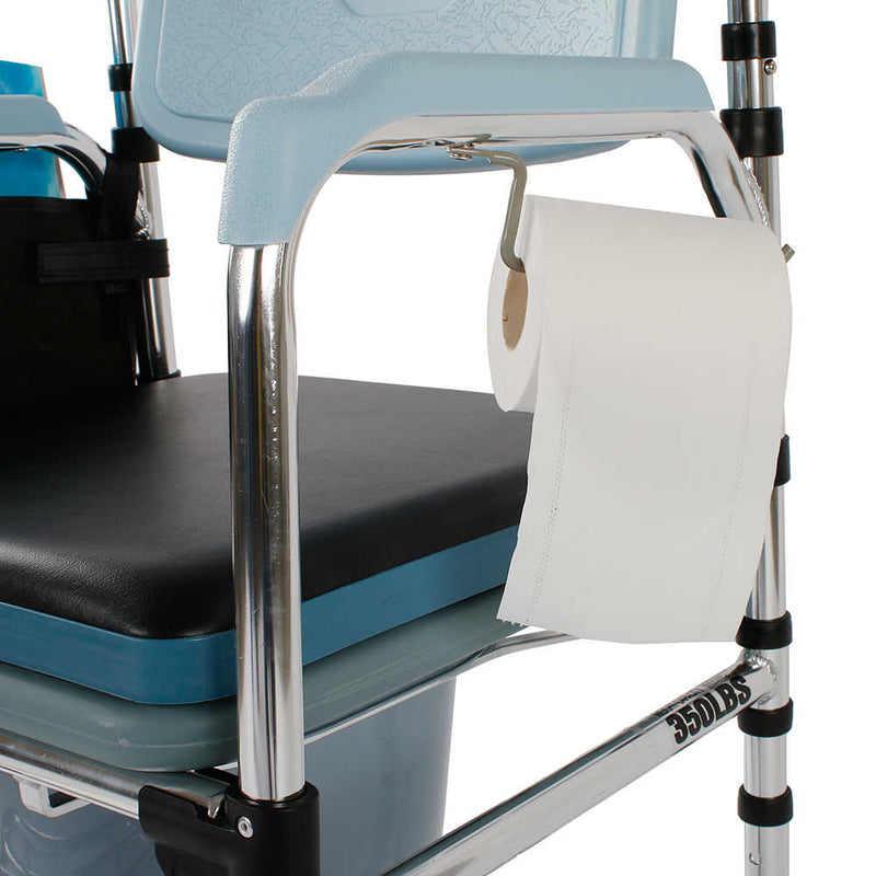 4 in 1 Multifunctional Aluminum Elder People Commode Chair Bath Chair Light Blue