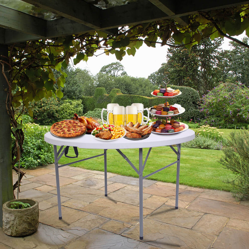 48 inches Round Folding Table Outdoor Folding Utility Table White