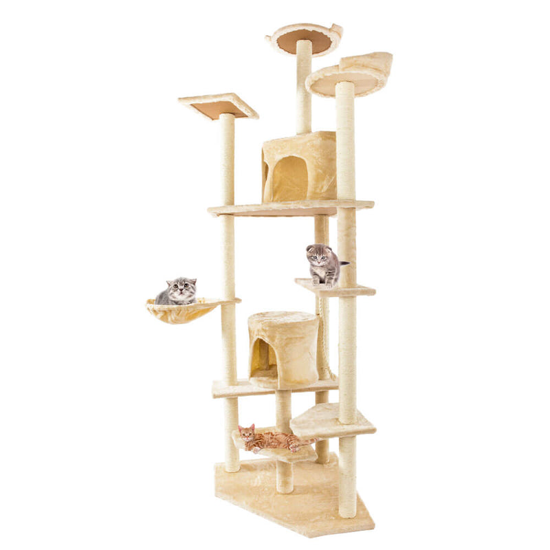 Solid Cute Sisal Rope Plush Cat Climb Tree Cat Tower, 80 inches