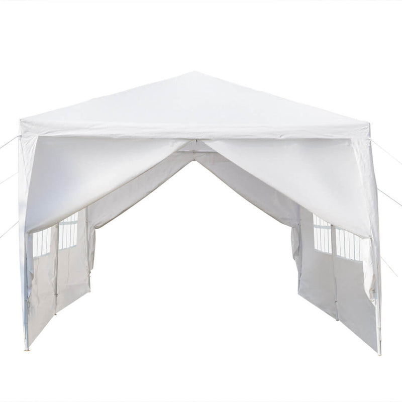 Outdoor Canopy Tent 10 x 20 ft with Spiral Tubes White Six Sides 2 Doors & 4 Windows