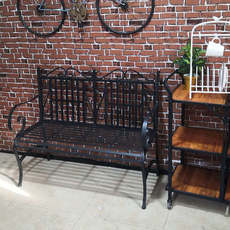 2-Seat Foldable Outdoor Patio Garden Bench Porch Chair with Steel Frame Solid Construction
