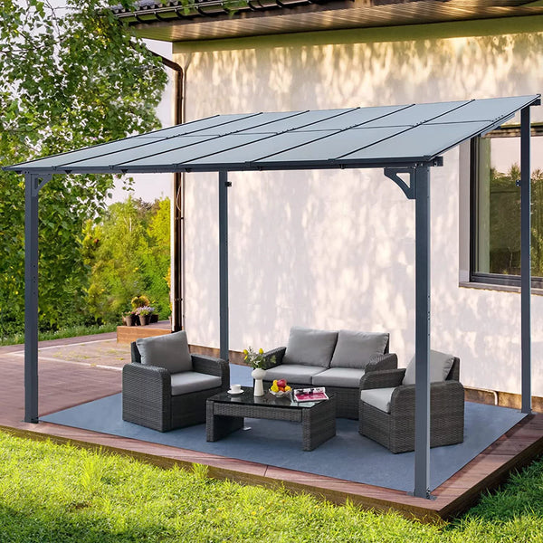 Hardtop Gazebo Outdoor Aluminum Pergola for Garden, Patio, Backyard-Gray