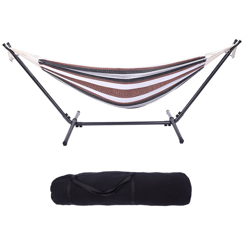 Professional Flowers Hammock Stand with Polyester Coffee Stripe Hammock