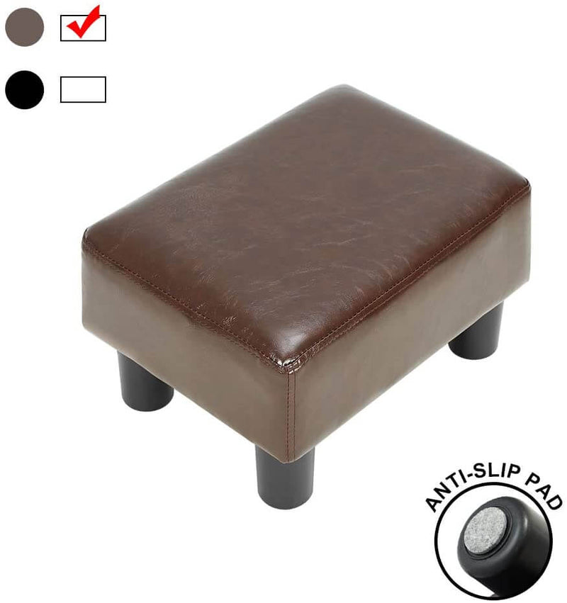 PU Leather Ottoman Small Footrest Stool Modern Seat Chair Footstool, Brown