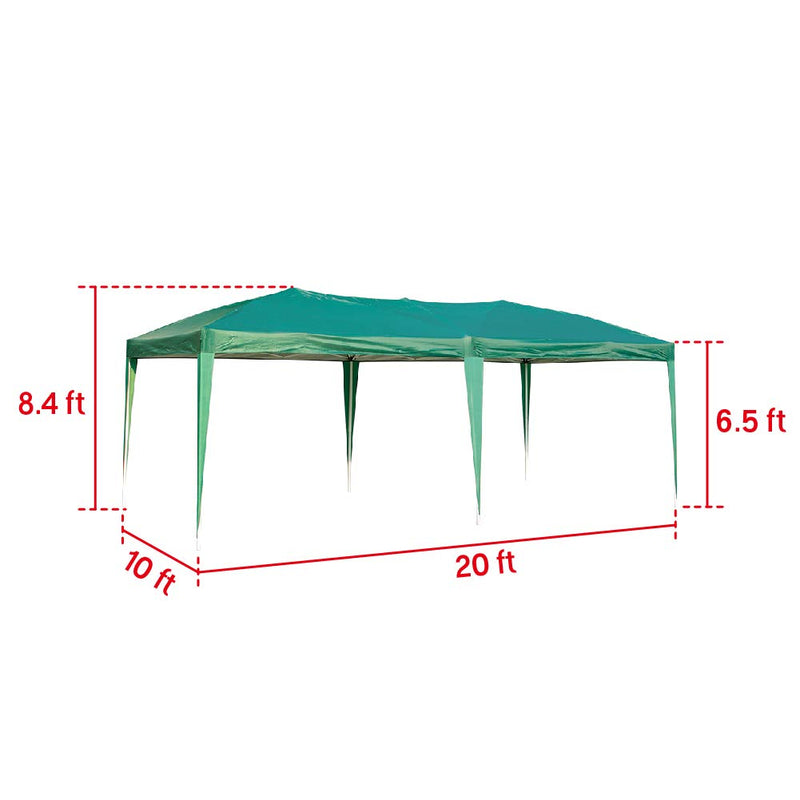 10 x 20ft Party Canopy Tent Adjustable Removable Sidewalls White Shelter with Carrying Case Bag, Green