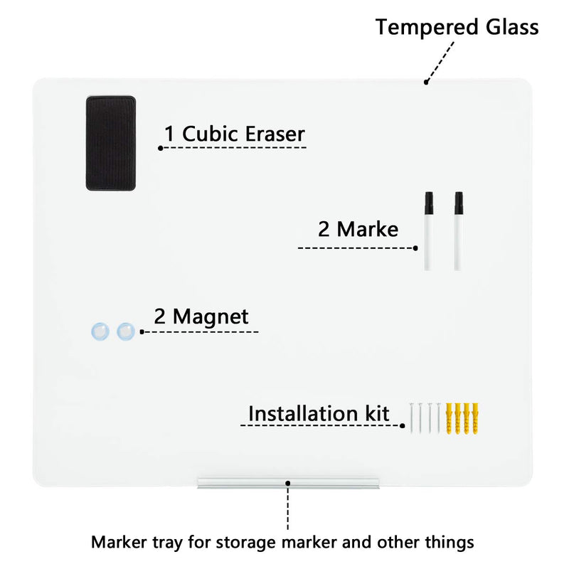 44×36 Inches Magnetic Glass Writing Dry Erase Board White Board (White)