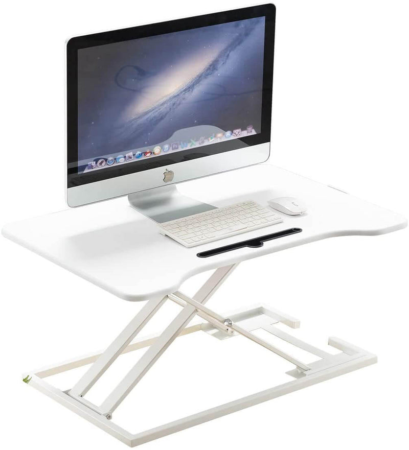 Height Adjustable Standing Desk Gas Spring Riser Desk Converter for Dual Monitor Sit to Stand in Seconds, White