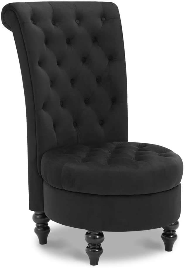 High Back Accent Chair, Retro Armless Sofa Chair, Living Room Furniture, Black