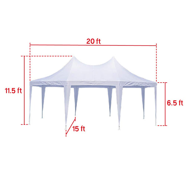 15x20ft Canopy Party Tent Adjustable Removable Sidewalls White Shelter with Carrying Bag for Wedding,Garden