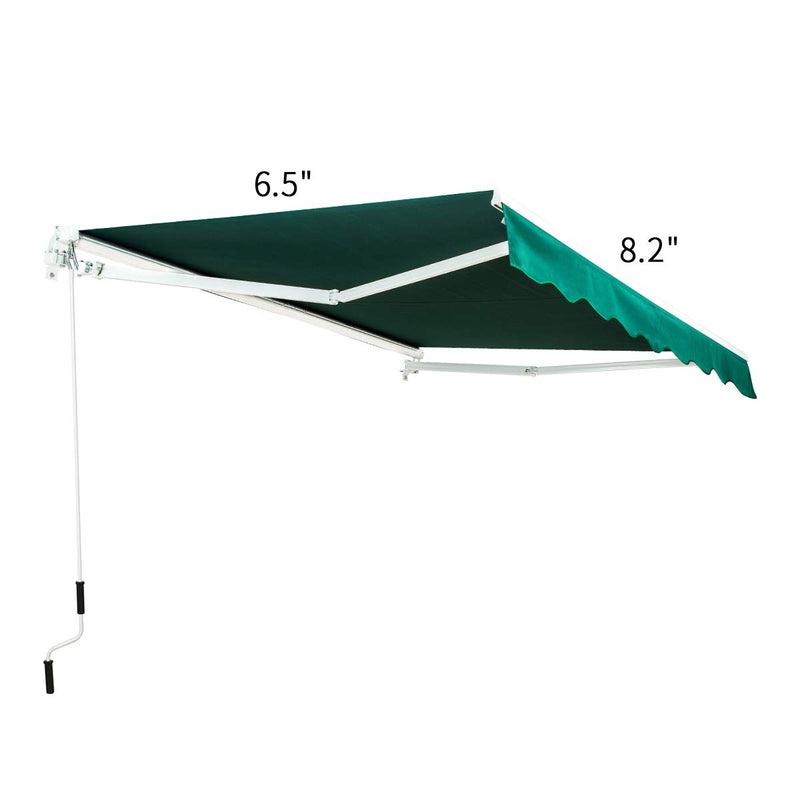 Patio Awning Retractable Sun Shade Patio Cover with Manual Crank Handle Dark Green